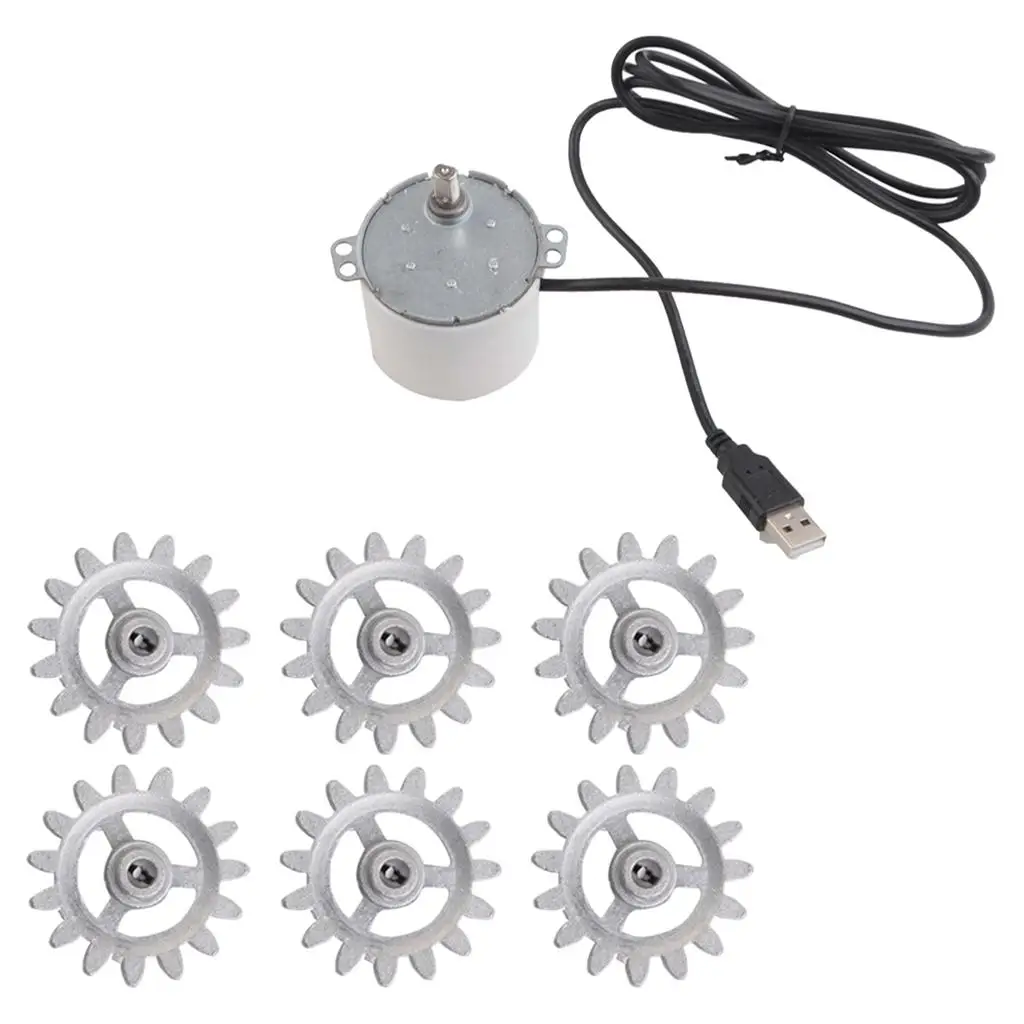 Barbecue Grill Accessories 6Pcs Gears 5V Motor with USB Cable Electric Grill Accessory for BBQ Tool Camping Picnic Cooking