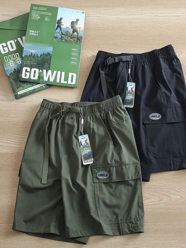 

Qui Dry Outdoor Workwear orts Bule Waisand Moisture ng Five Inch Pants Polyester Fiber Youthful Summer orts