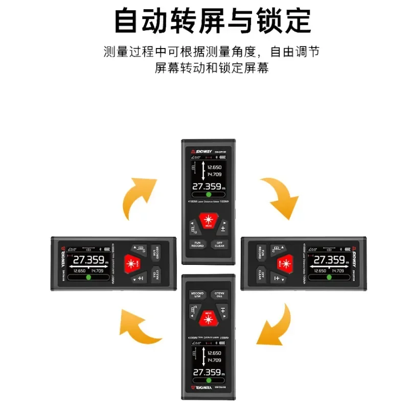 SNDWAY Bilateral Laser Distance Meter 200m Dual Laser Distance Measure Digital Rangfinder Rechargeable Laser Measure Tool SWDG60