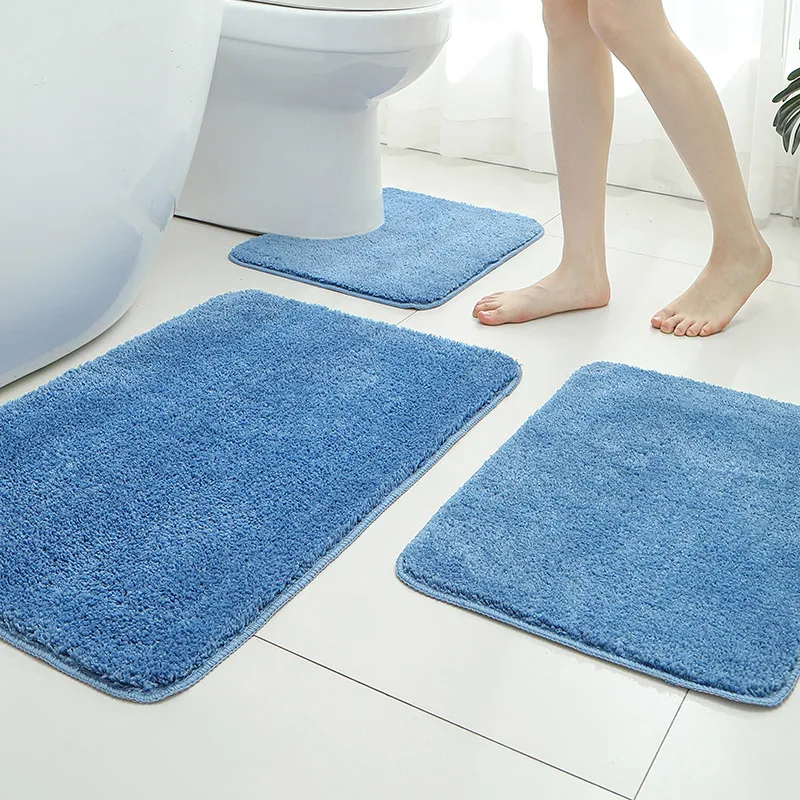 

Набор из 3-х минималистичных однотонных ковриков для ванной комнаты: мягкий нескользящий коврик для душа, впитывающий коврик для туалета и унитаза.