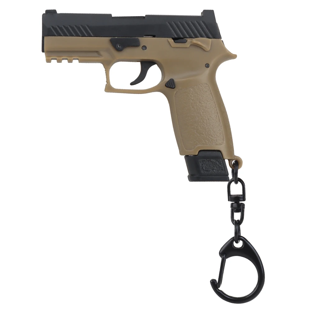 P320-Black Sand Mini Gun Keychain 1:4 Miniature Gun Shape Pistol Keyring Pendant Ornament Gift for Army Fan Model Collection