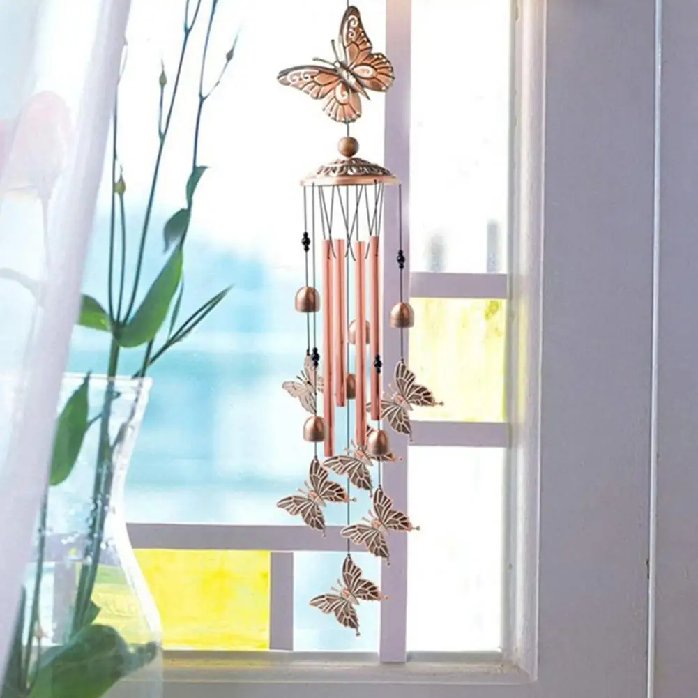 

Metal Wind Chime Butterfly Bird Wind Chimes Outdoor Hanging Decor with Shape Crisp Sound Tube Pendant Corrosion Resistant Garden