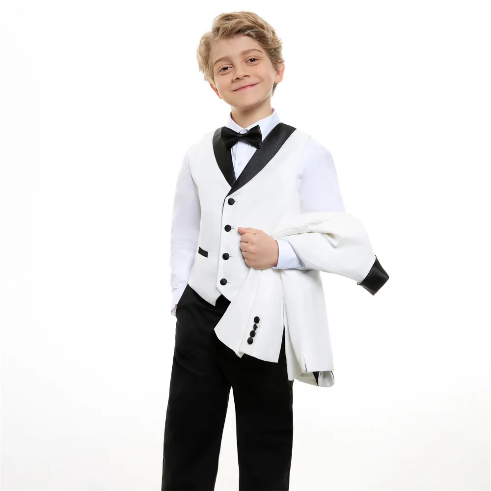 8 Day Delivery Formal Boys Suit Set 4PCS Classic White Piano Photography Suit Kids Party Ceremony Costume Party Dress