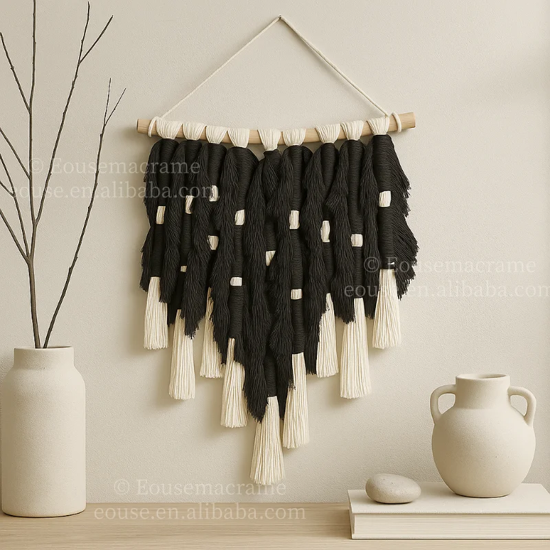 Large Macrame Wall Hanging Tassel Wall Art Large Woven Decor for Living Room Bedroom Hotel