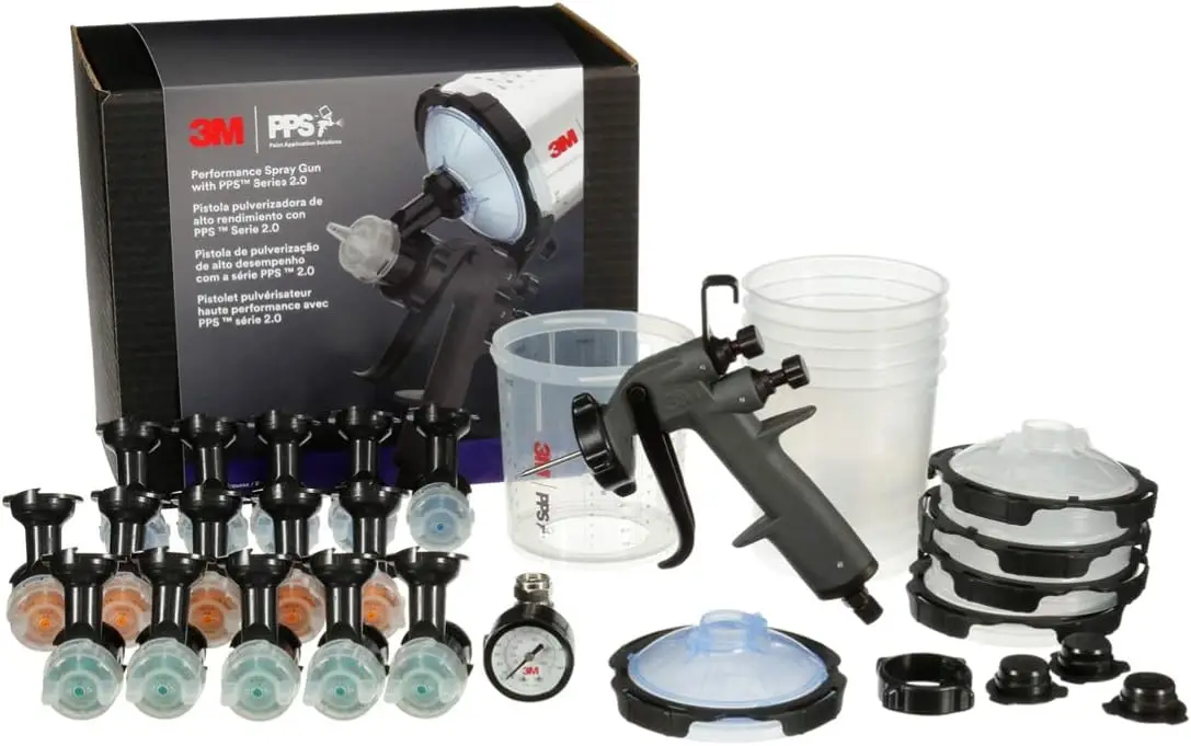 

Gun Starter Kit, 26778, Includes PPS 2.0 Paint Spray Cup System, 15 Replaceable Gravity HVLP Atomizing Heads, Air Control Valve