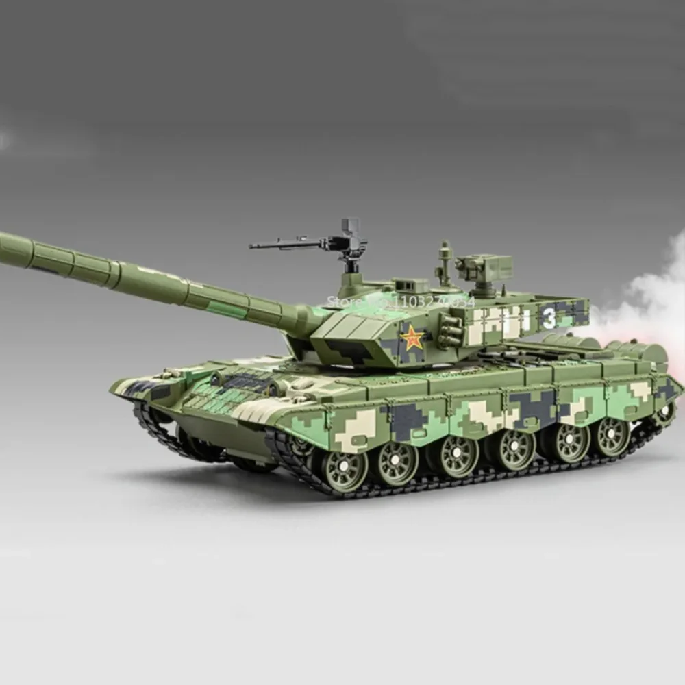 1/32 T99A Tank Model Spray Alloy Die-casting Toy Car with Rotatable Gun Barrel Press Ejection Vehicle Decoration Children\'s Gift