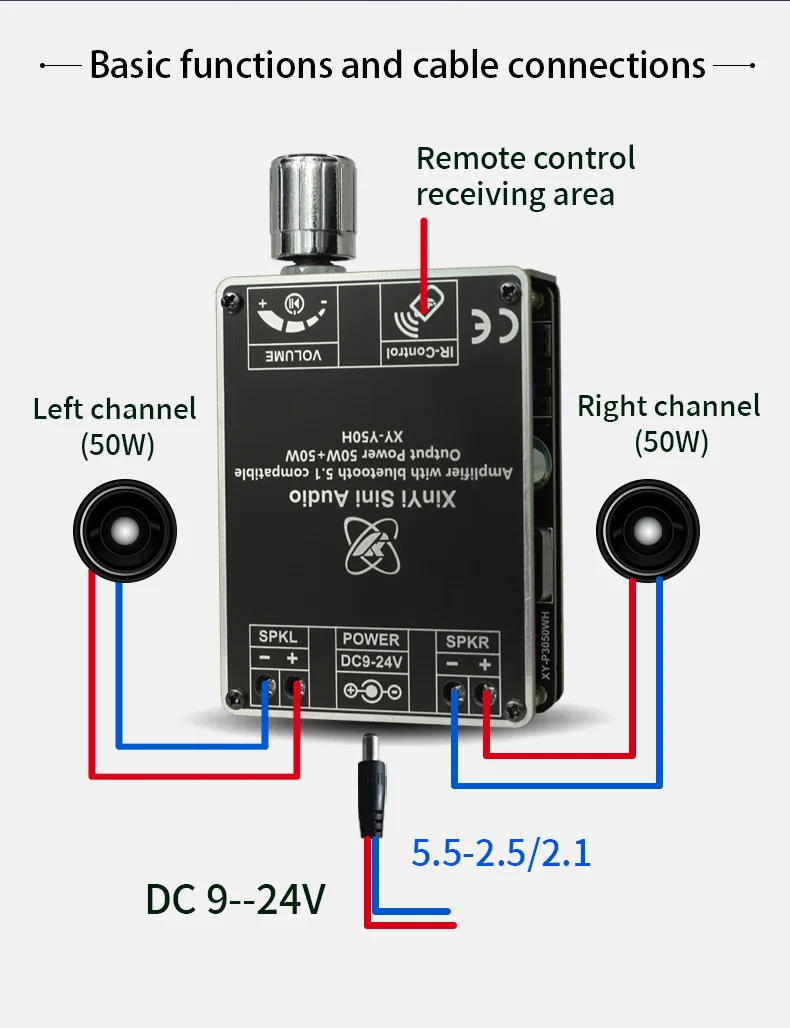 HIFI DIYLIVE  level 50W * 2 stereo Bluetooth digital power amplifier Board module TPA3116 with remote control Y50H