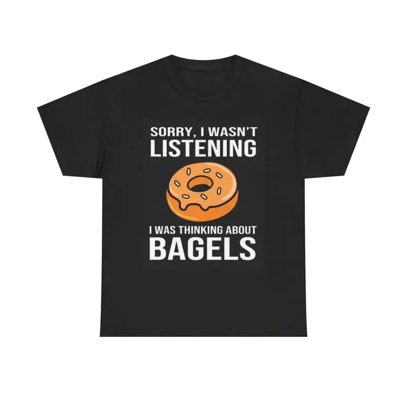 

Thinking About Bagels T Shirt Funny Jokes New York Heavy Cotton