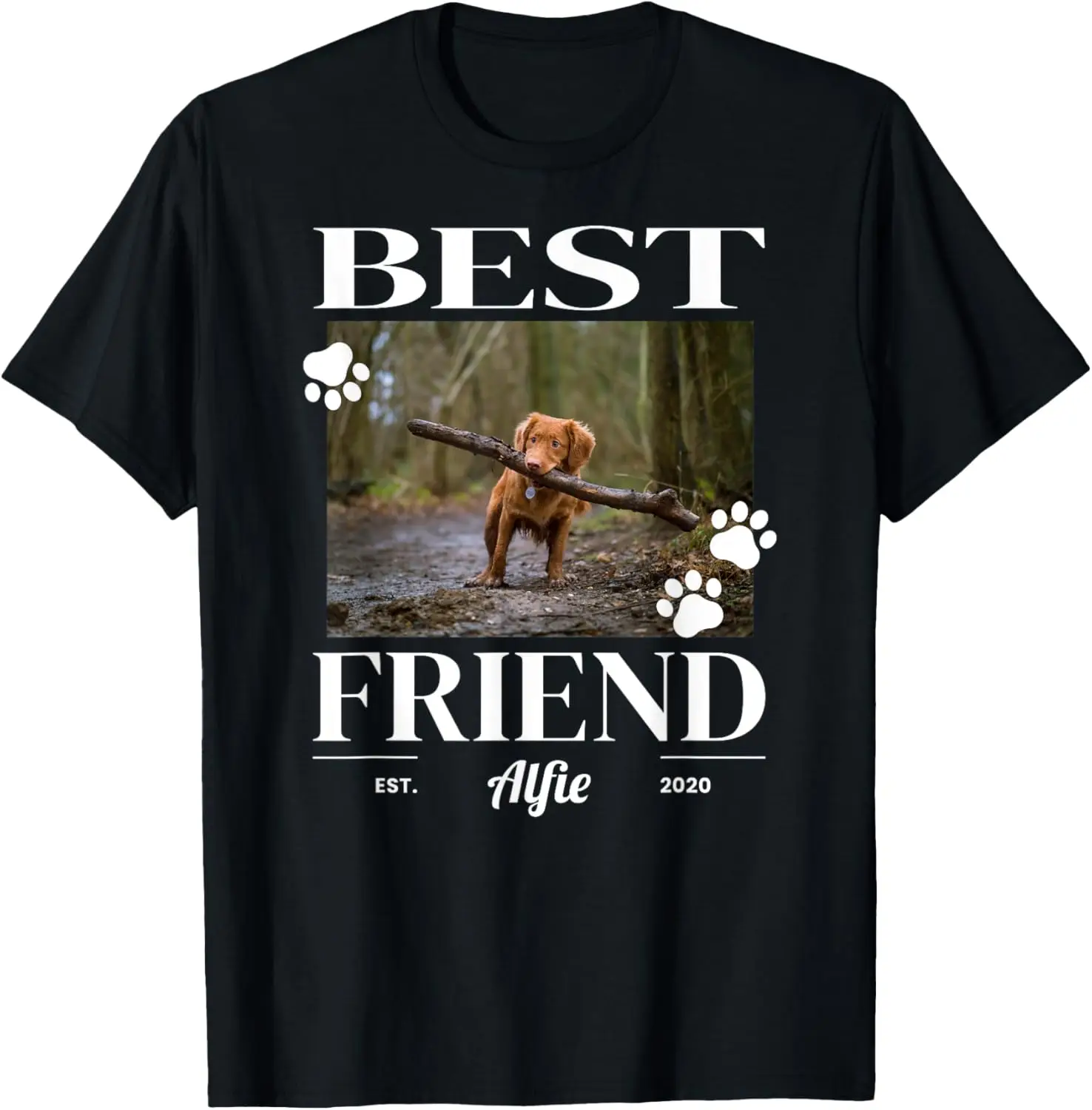 Custom Best Friend Dog, Cat, Or Pet T-Shirt For Men, Women Kids - Customize With Your Pet's Name And Photo 100% Cotton Trendy