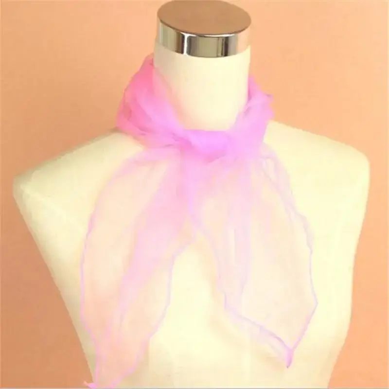 New Kindergarten Performance Dance show silk scarf Candy-colored solid Women Summer Spring Transparent Square Chiffon Scarves