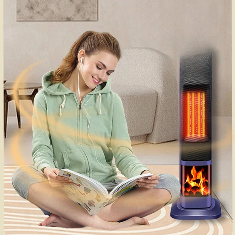 New Remote-controlled Heater for Household Energy-saving Bedroom 3D Simulation Vertical Fast Heating Office Flame Furnace