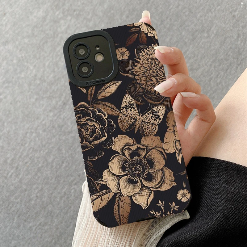 Retro Golden Butterfly Phone Case for Iphone 11 Pro Max 12 13 Iphone 14 Pro Max Iphone 15 Pro Max Case