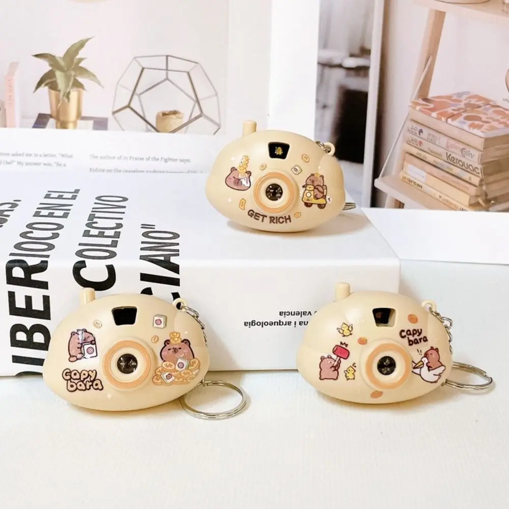 Key Accessory Capybara Projection Camera Keychain Pendant Light Up Camera Keyring Creative Cute Hanging Ornaments Teenager