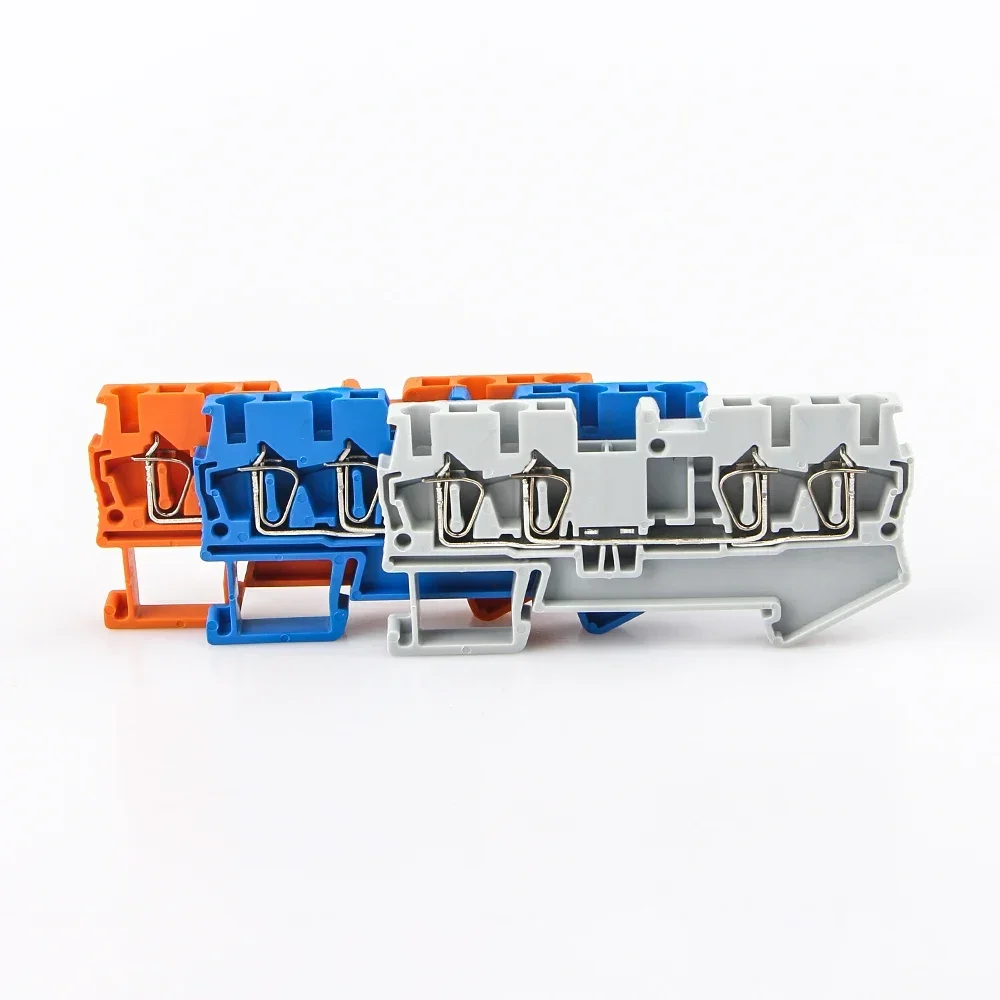 Din Rail Terminal Block 10Pcs ST-2.5-QUATTRO Wire Connectors Return Pull Type 4 Conductors Spring Wiring Terminal Blocks