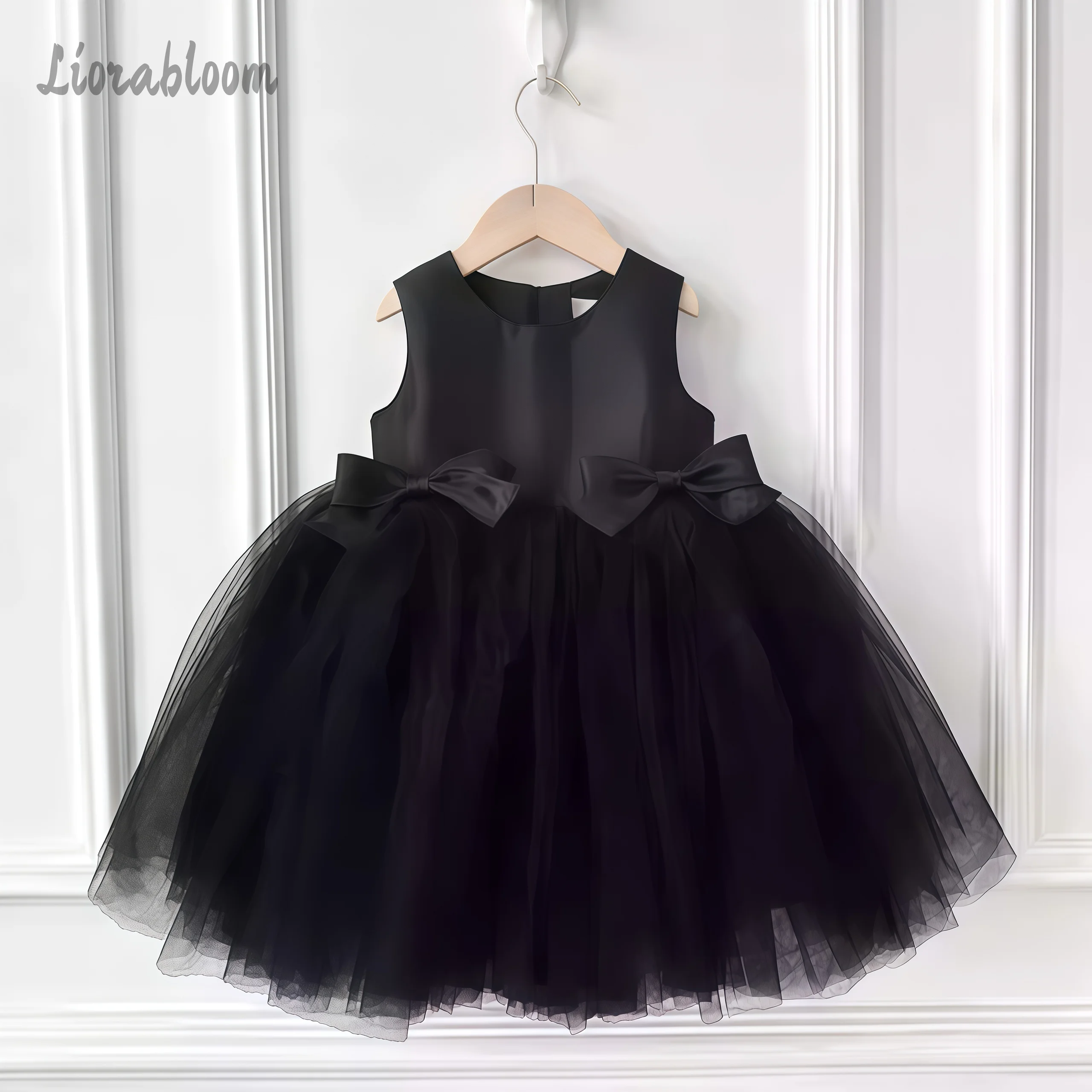 Girls' Black & White Tulle Dress Tutu Dress Flower Girl Gown Party Dress Princess Dress Elegant Girls' Dress