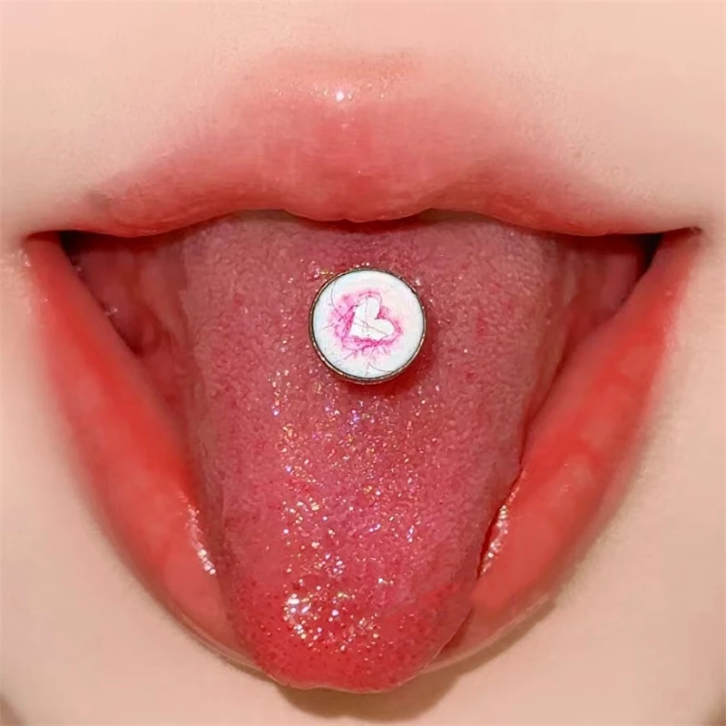 

Punk Heart Tongue Stud Titanium Steel Piercing Tongue Ring Sweet and Sexy Body Accessory