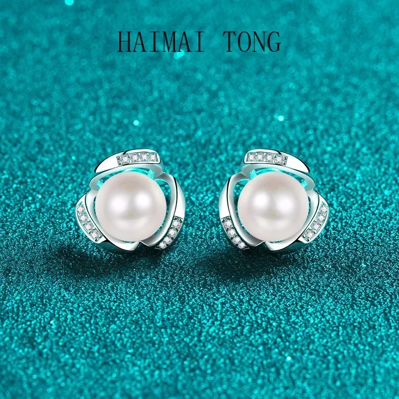 

Серьги HAIMAITONG с муассанитом, жемчугом и платиновым сплавом Pt950, подходят для женщин.