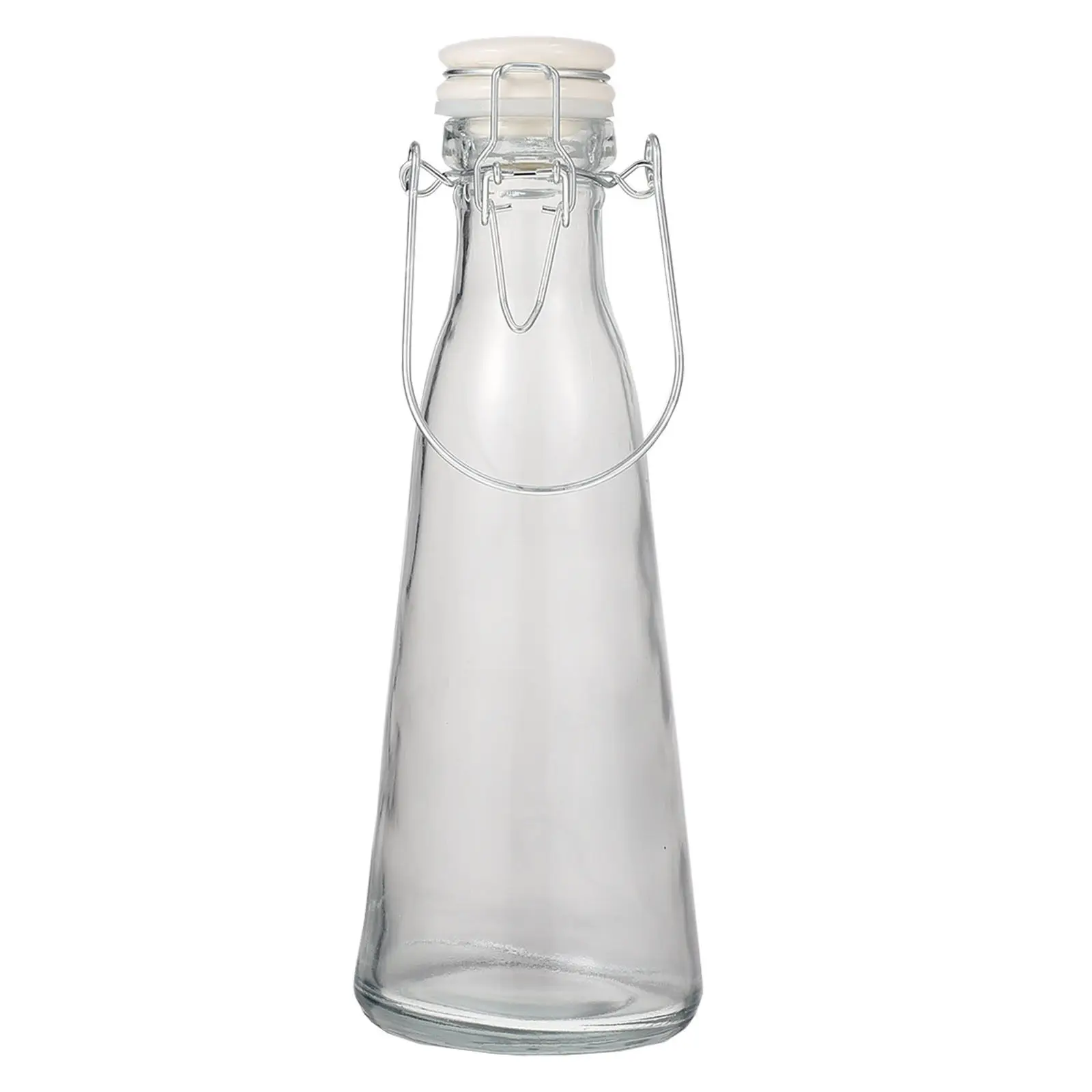 Botellas de vidrio para leche y zumo con tapón, recipientes transparentes reutilizables de alta resistencia para bebidas, adecuados para el hogar, bar, café, 2 uds.