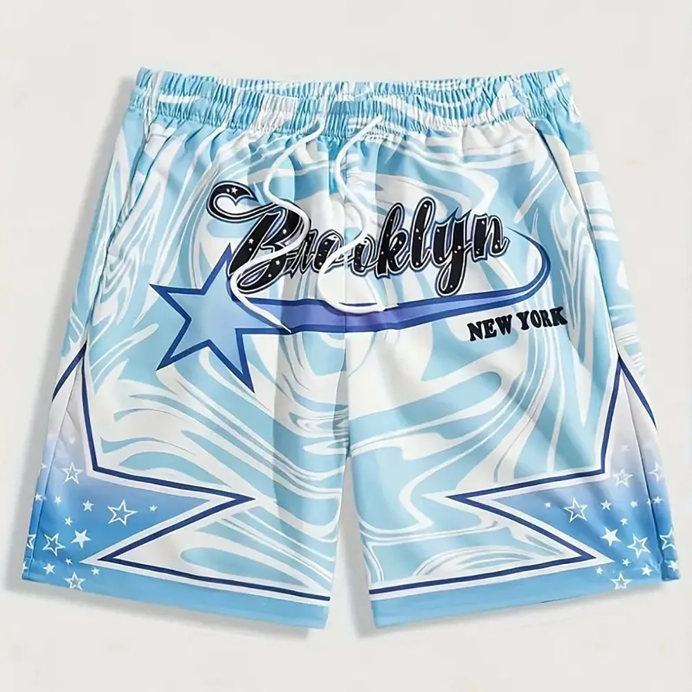Summer Kids Men Brooklyn New York Shorts Children Fashion Beach Shorts Boys Sports Shorts Casual Short Pants Streetwear Moto 5
