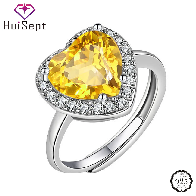 

HuiSept Heart Shape Zircon Rings 925 Silver Jewelry for Women Wedding Engagement Party Promise Bridal Gift Accessories Wholesale