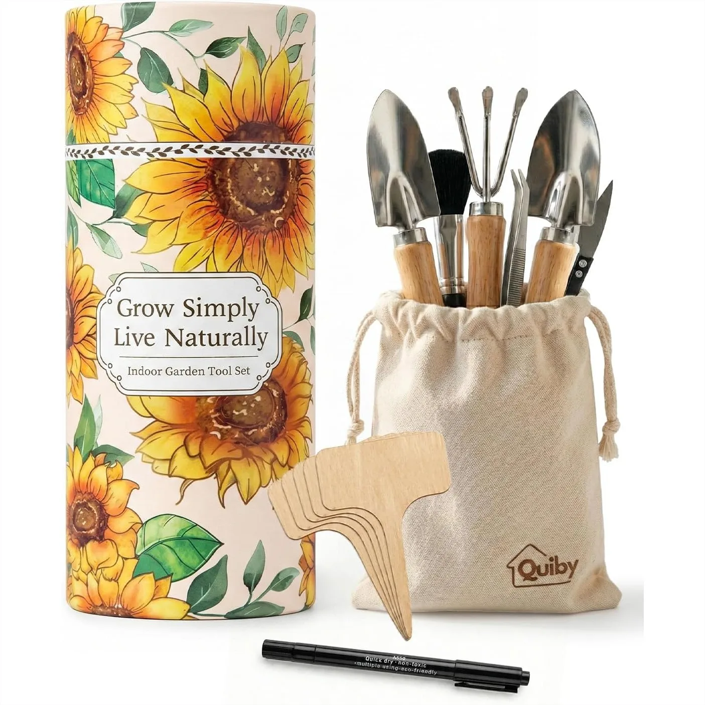 

19-Piece Small Garden Tools Set for Indoor Gardening, Plant Care Kit with Trowel, Pruning Shear, and Plant Labels