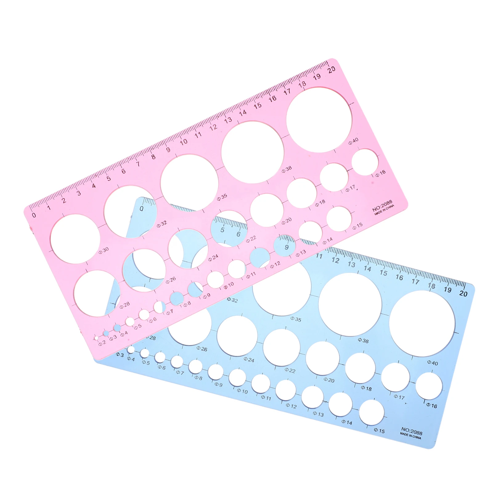 2Pcs Circle Stencil Drawing Tools Geometric Ruler for Office School Drafting Multifunctional Art Design Plastic Templates