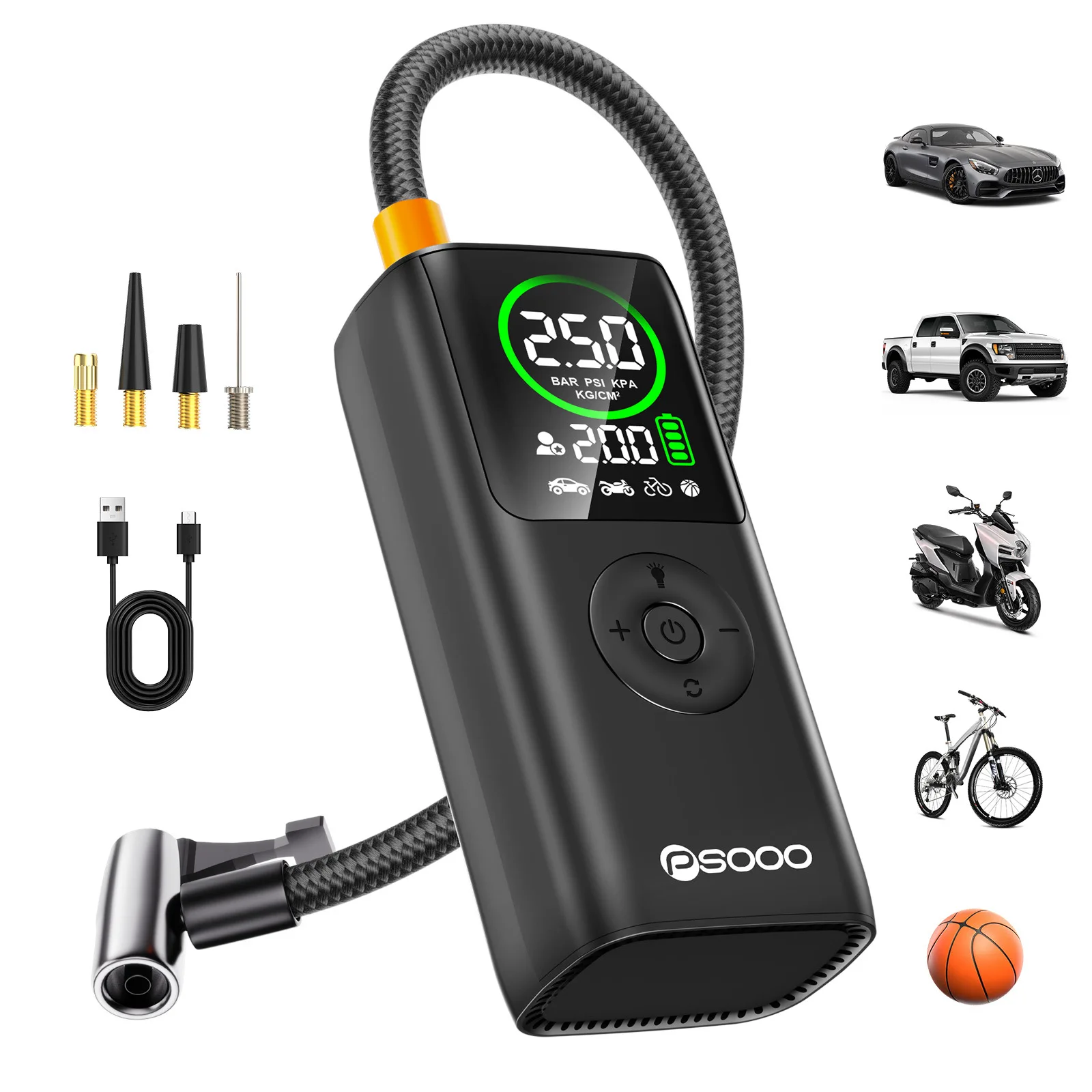 Car Inflation Pump Wireless Portable Electric Tire Inflator Air Pump 4000 MAh Charging for Car Bicycle Motorcycle Air Compressor