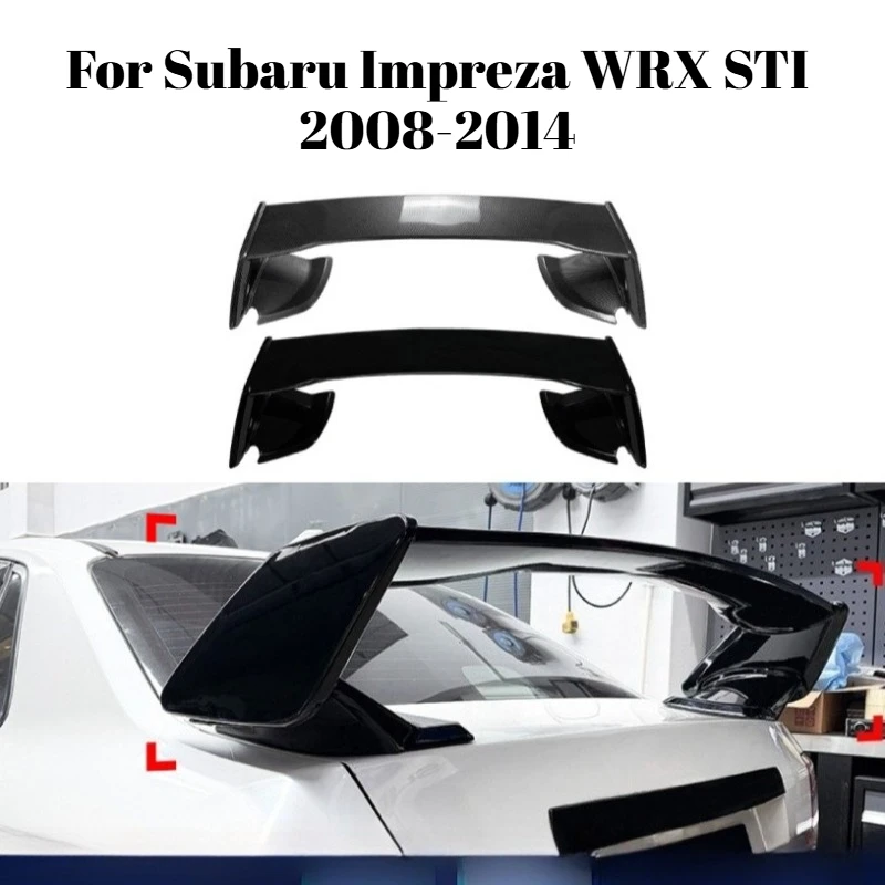 

For Subaru Impreza WRX STI 2008-2014 Rear Big Spoiler Wing Car Rear Diffuser Streamline Mod Glossy Black Carbon Fiber Look