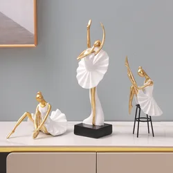 1 PC Ballet Girl Gold Home Decor Abstract Art Modern Sculptures Statues  Aesthetic Desk Dining Table Modern Living Room