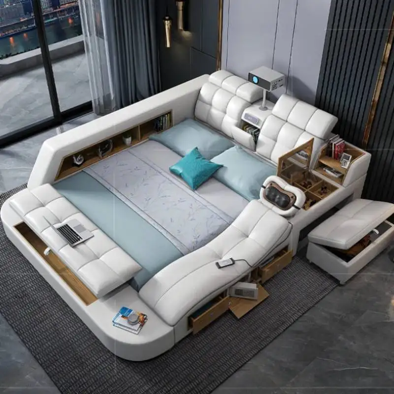 

Massaging Nordic Designer Bed Frames Queen Size Multifunctional Modern Bed Frames Bedroom Modular Cama Box Casal Furniture