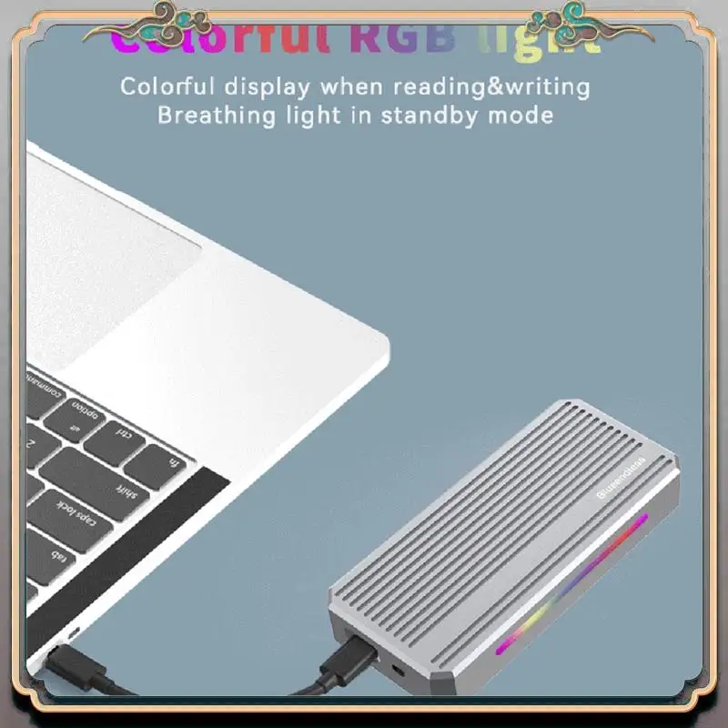 Durable Nvme M.2 SSD Mobile Hard Drive Box 40Gbps USB 4.0 Solid-State Drive Reader RGB Light With Fan