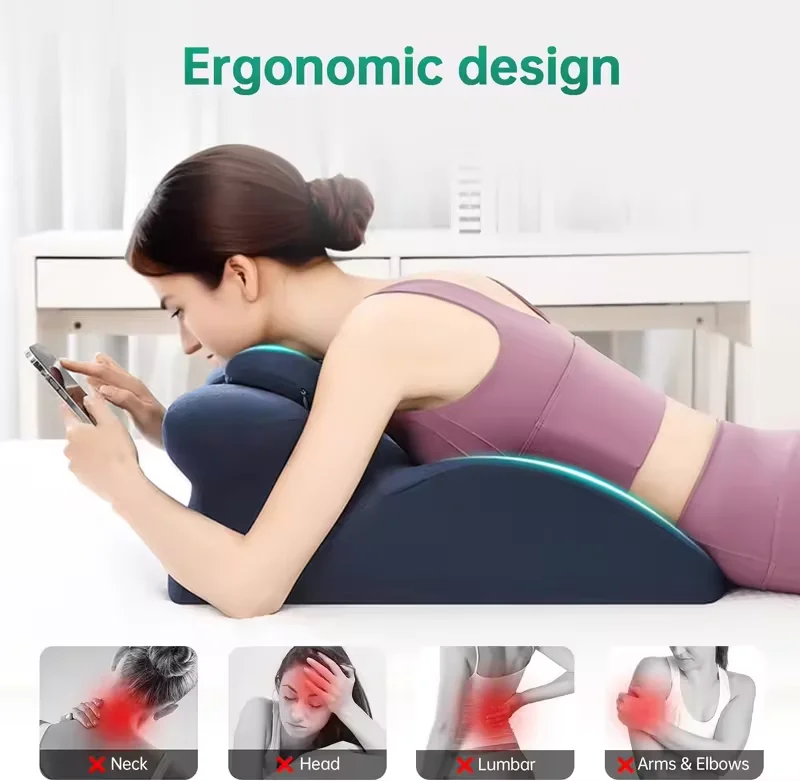 Multi-Positional Wedge Pillow Memory Foam Ergonomic Prone Pillow with Removable Cover Couple Bed Pillow for Body Pain Relief