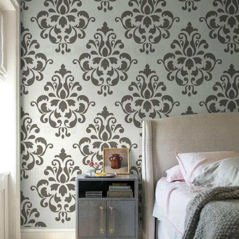 

Декоративный настенный трафарет 40 см - 80 см, сделай сам, барокко, рококо, дамасский узор, роскошный винтажный ретро-дизайн для гипсовой краски