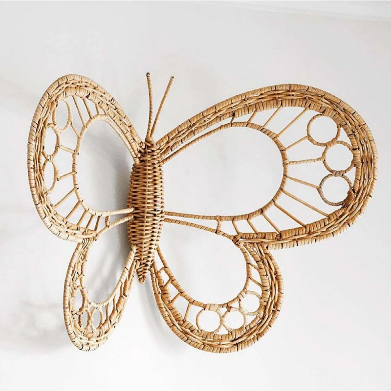 Natural Rattan Wall Stickers Handmade Butterfly Crafts Versatile Scene Nordic Style Hanging Ornaments Home Decor