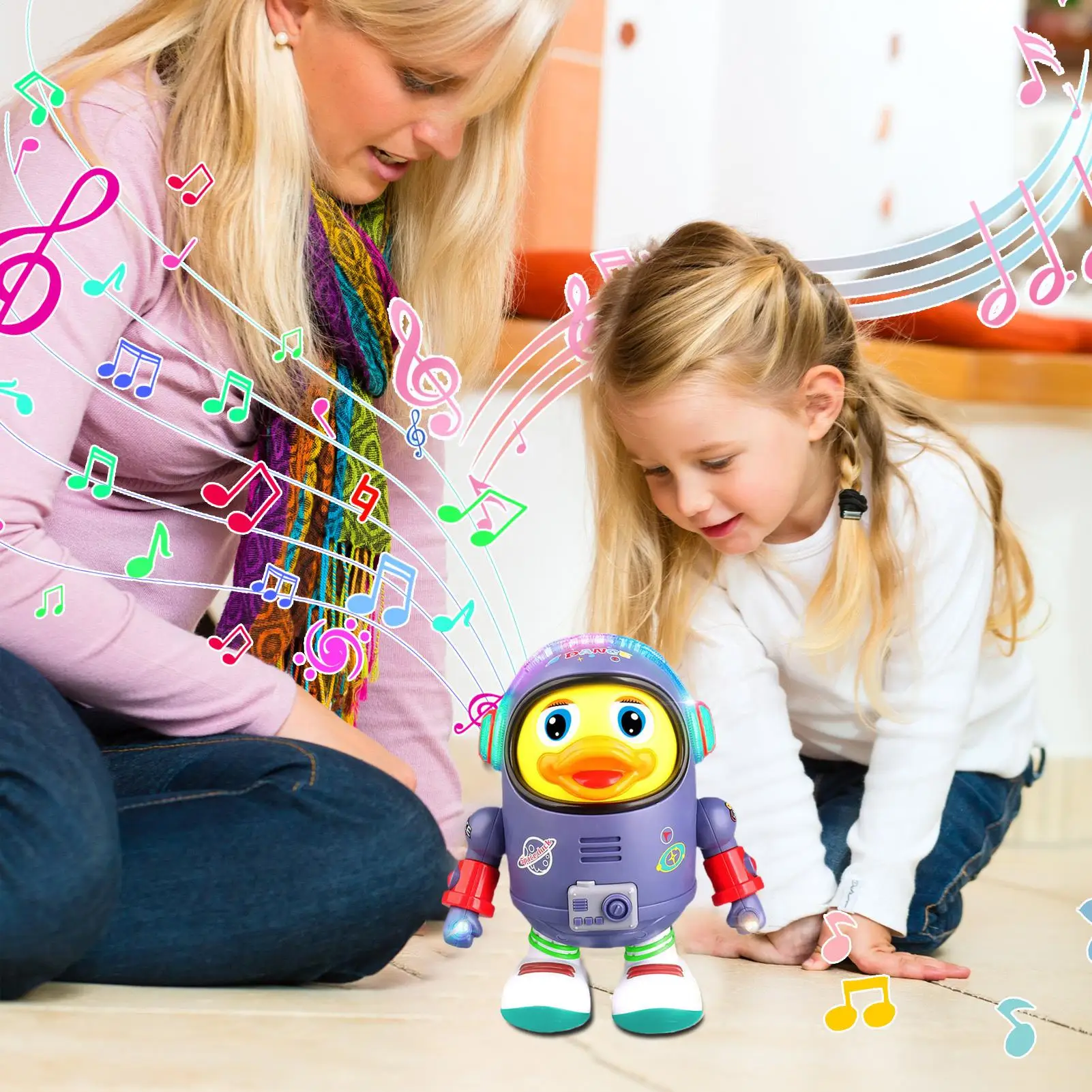 Dansende zingende eend Robotspeelgoed met verlichting en muziek Wiebelend wandelen Elektronisch dierenspeelgoed voor kinderen Kerstverjaardagscadeau