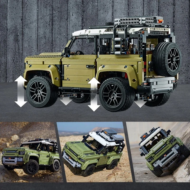 Technical Rover Defender Collector\'s Building Blocks Set,Classic Off Road Car Model,Ideas Gifts for Dirt Bike Enthusiasts