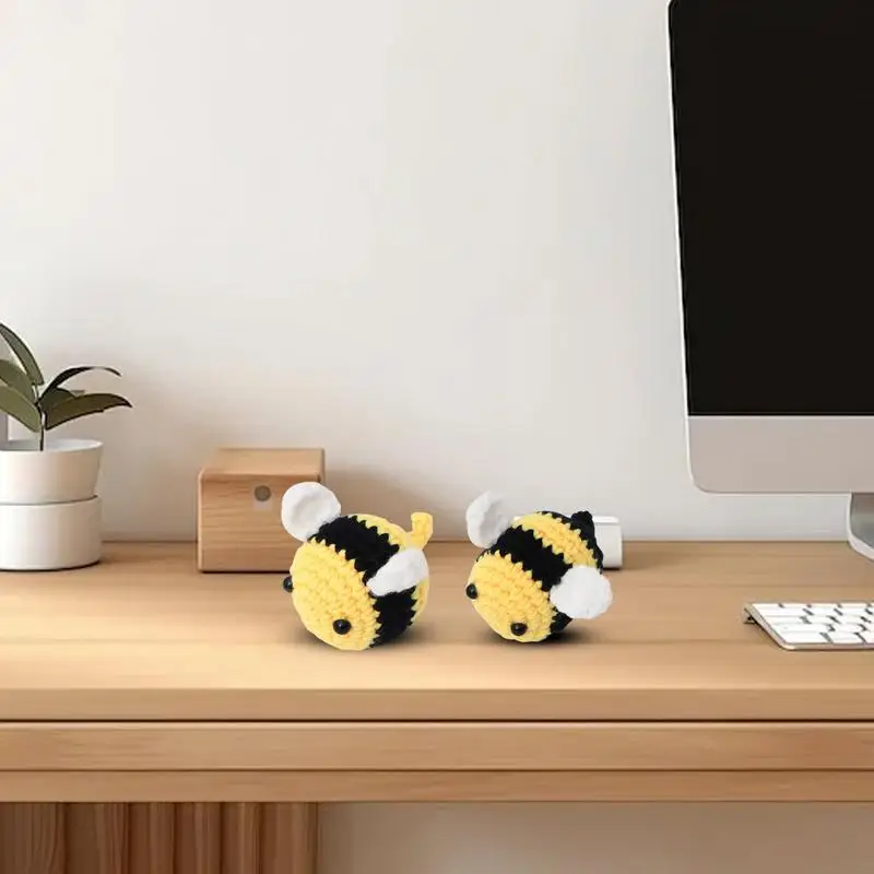 Bee Stuffed Toy Cartoon Bee Toy For Kids Handmade Crochet Toys Funny Bee Toy For Accompanying Playing Home Decoration