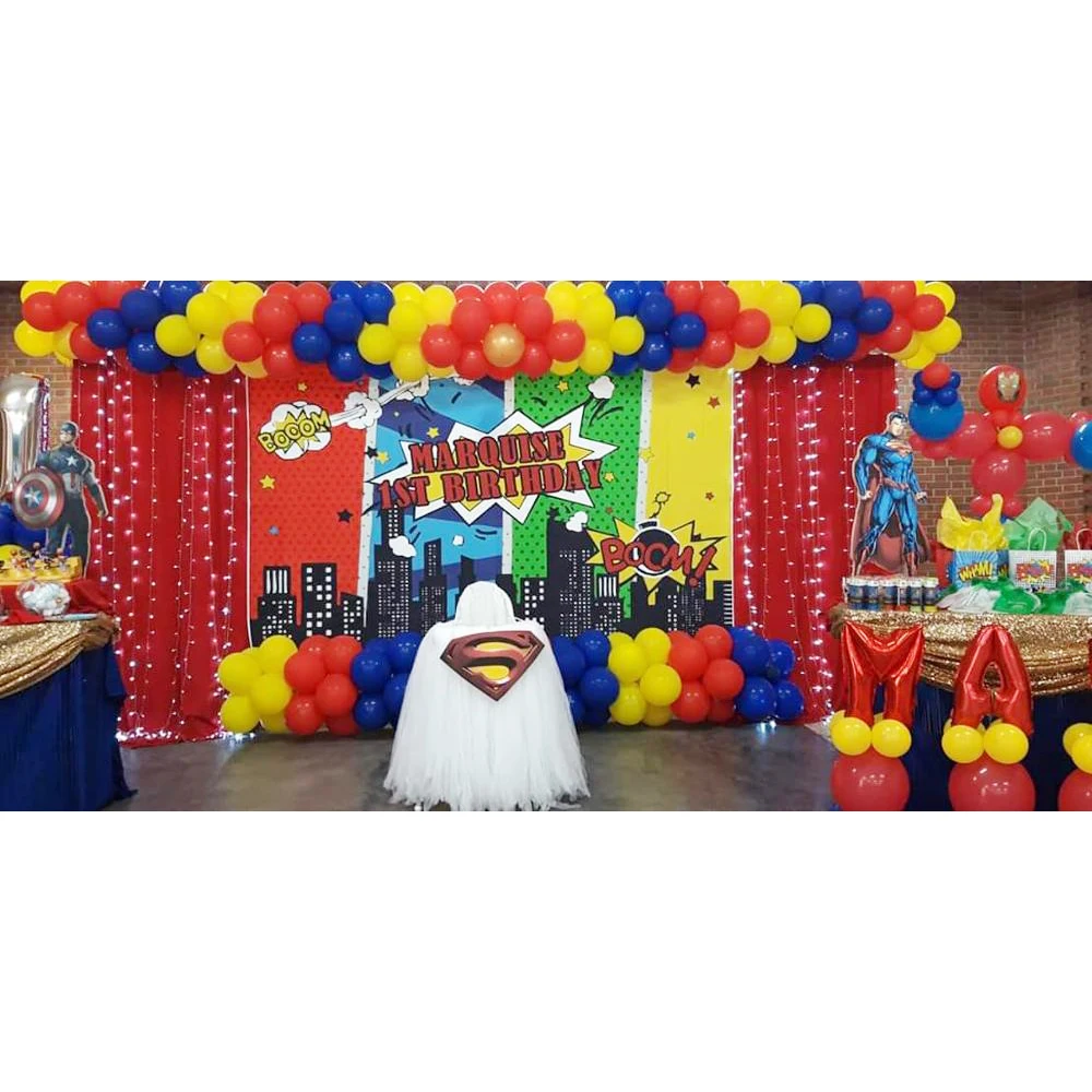 Mocsicka Superhero Cityscape Photography Backdrops Super Hero Birthday Party Kid Photo Background Boy Customized Photo Studio