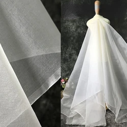 Organza Fabric Breathable Pure Silk Material Transparent Clothing Designer Wholesale Cloth for Sewing Diy