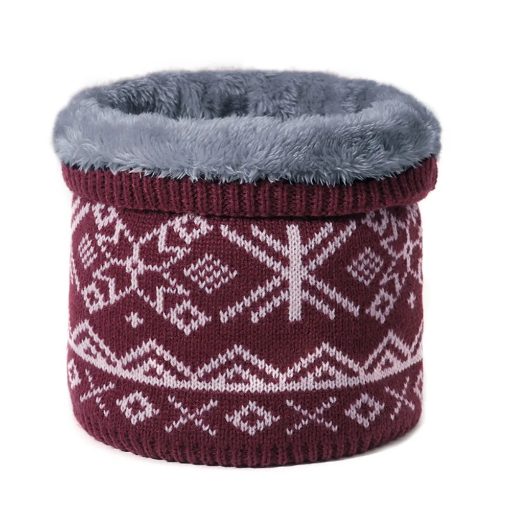 

Sport Scarf Windproof Winter Knitted Scarf Thick Snowflake Fleece Muffler Twist Rhombus Warm Neck Warmer Men