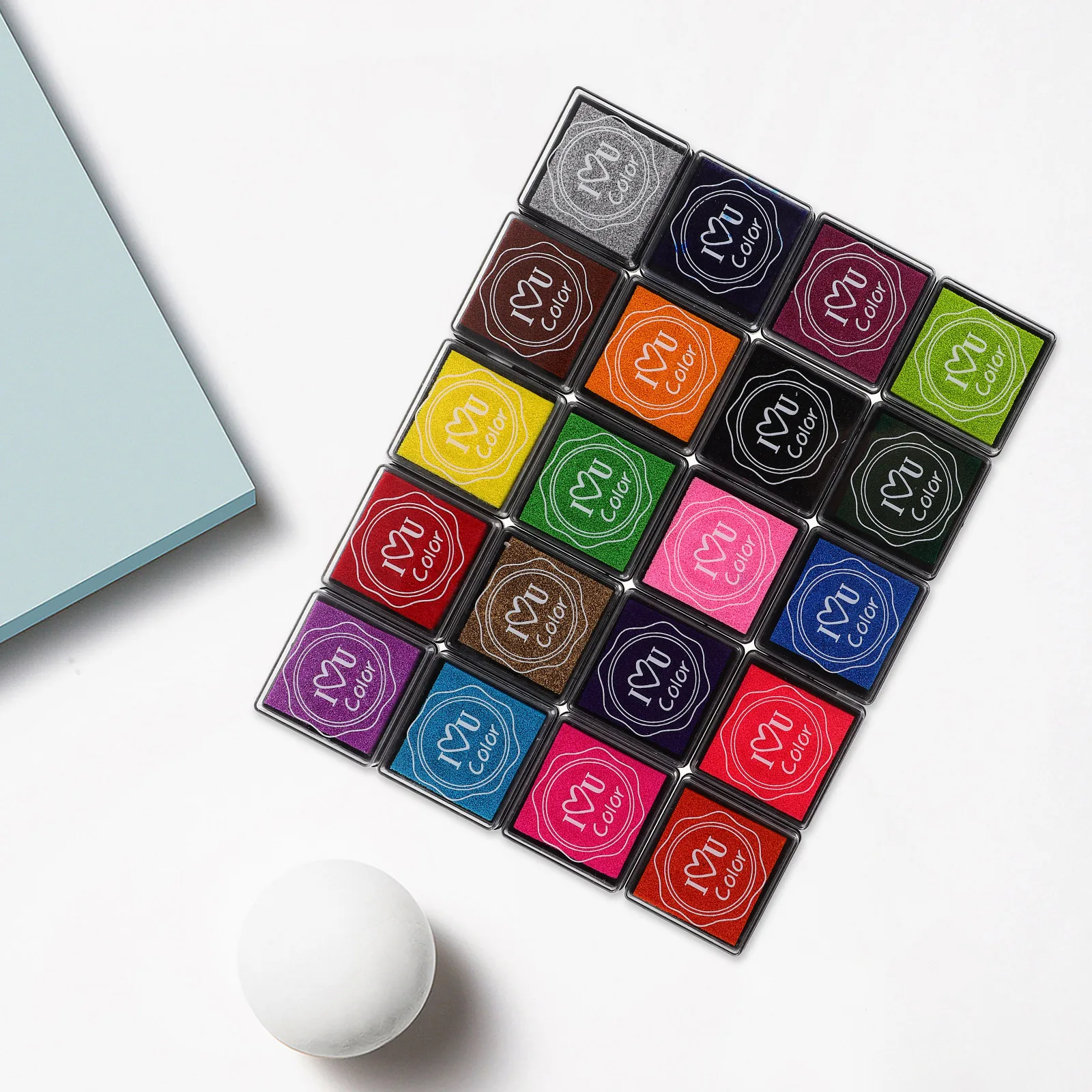 20Pcs Finger Painting Ink Pads Set Washable Safe Non-Toxic Vibrant Colors for Kids Creative Art Craft Stamp Pads Kindergarten