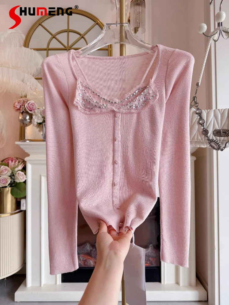 

Модный вязаный свитер для женщин 2026 года: Новинка с пайетками, имитация двойки, свободный крой, комфортный пуловер с длинным рукавом, элегантный и стильный.