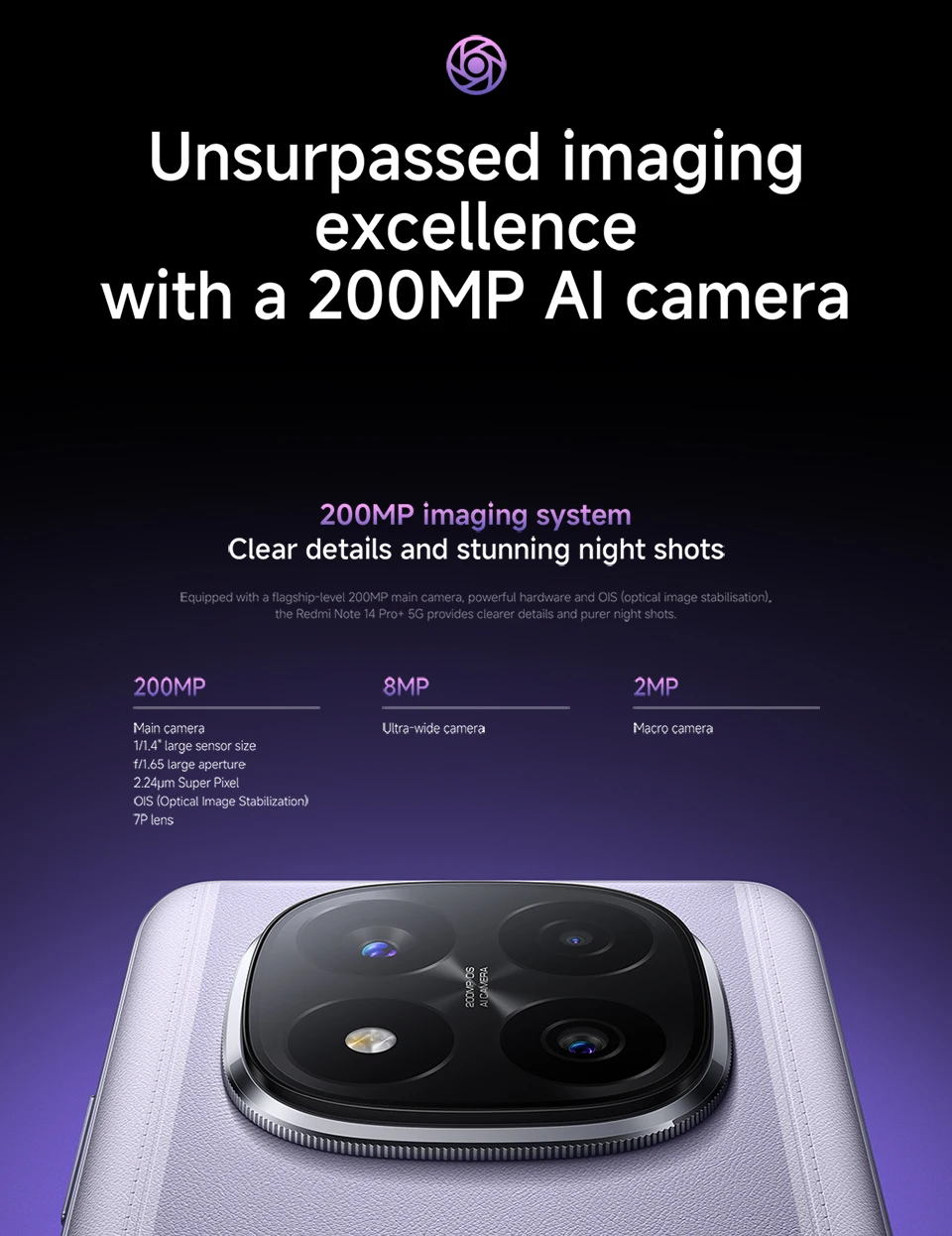 New Xiaomi Redmi Note 14 Pro Plus 5G Smartphone Global Version 200MP Camera Snapdragon 7s Gen 3 6.67" AMOLED Display US Charger
