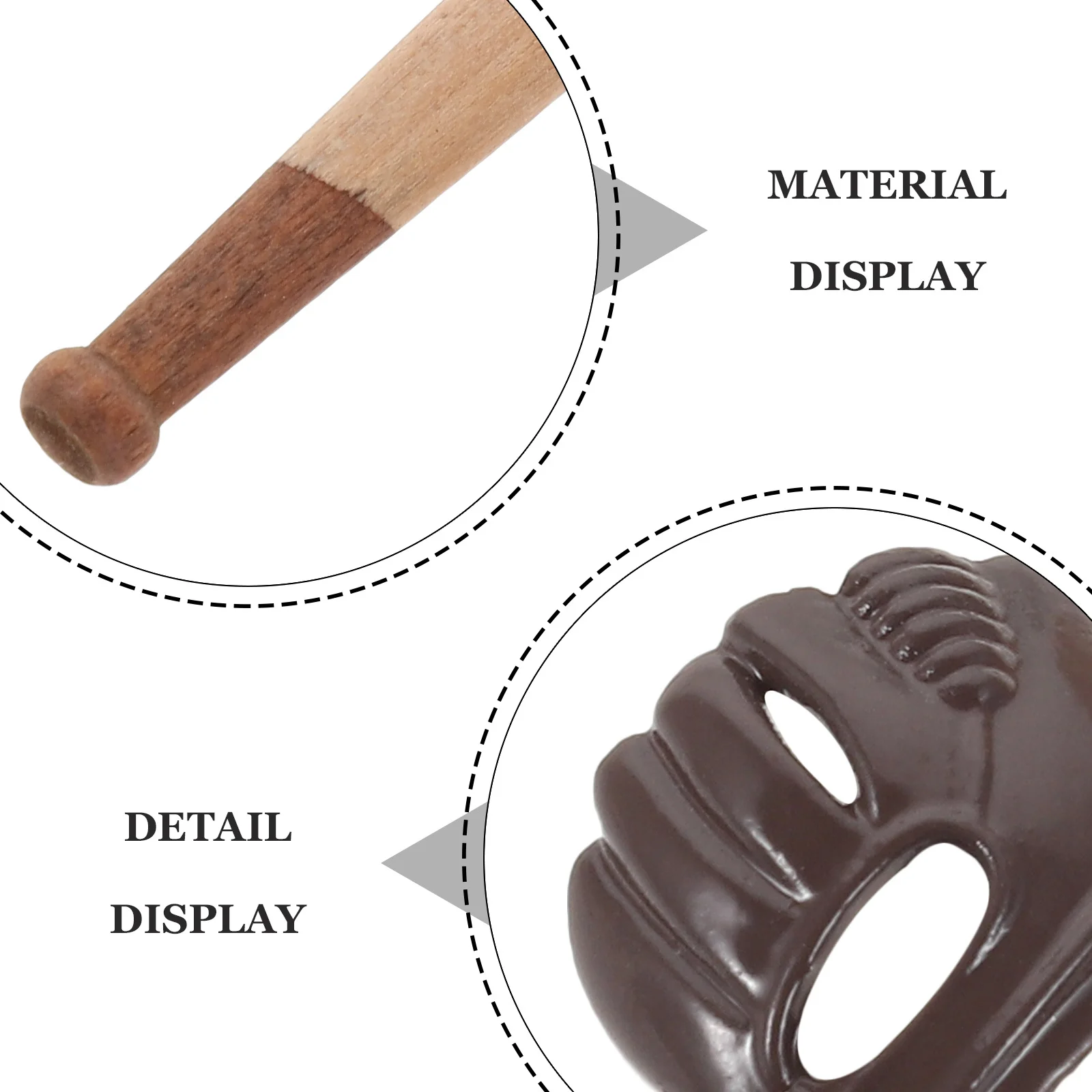 3-teiliges realistisches Miniatur-Baseball-Szenenset mit Schläger, Ball und Handschuh für Puppenhaus-Themen-Setup und interaktives Spielzeit-Erlebnis