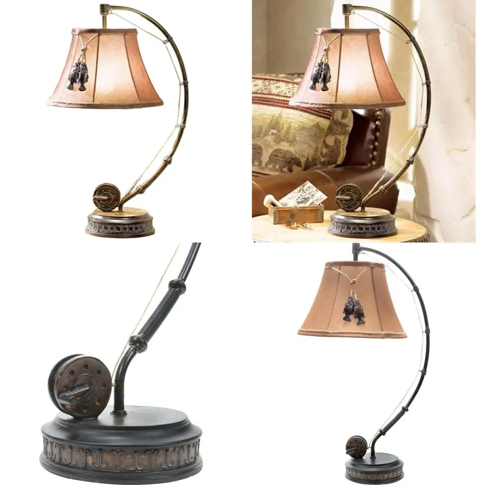 

Auction Table Lamp with Moleskin Shade - Ideal for Cabin and Lodge Interiors - 28 x 15 x 13