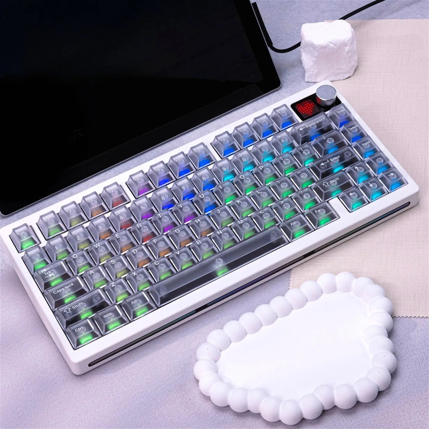 Cherry Profile Clear Transparent PC Backlit Keycaps 130+ Keys Matte Glacial Blue Red White for Mechanical Keyboard