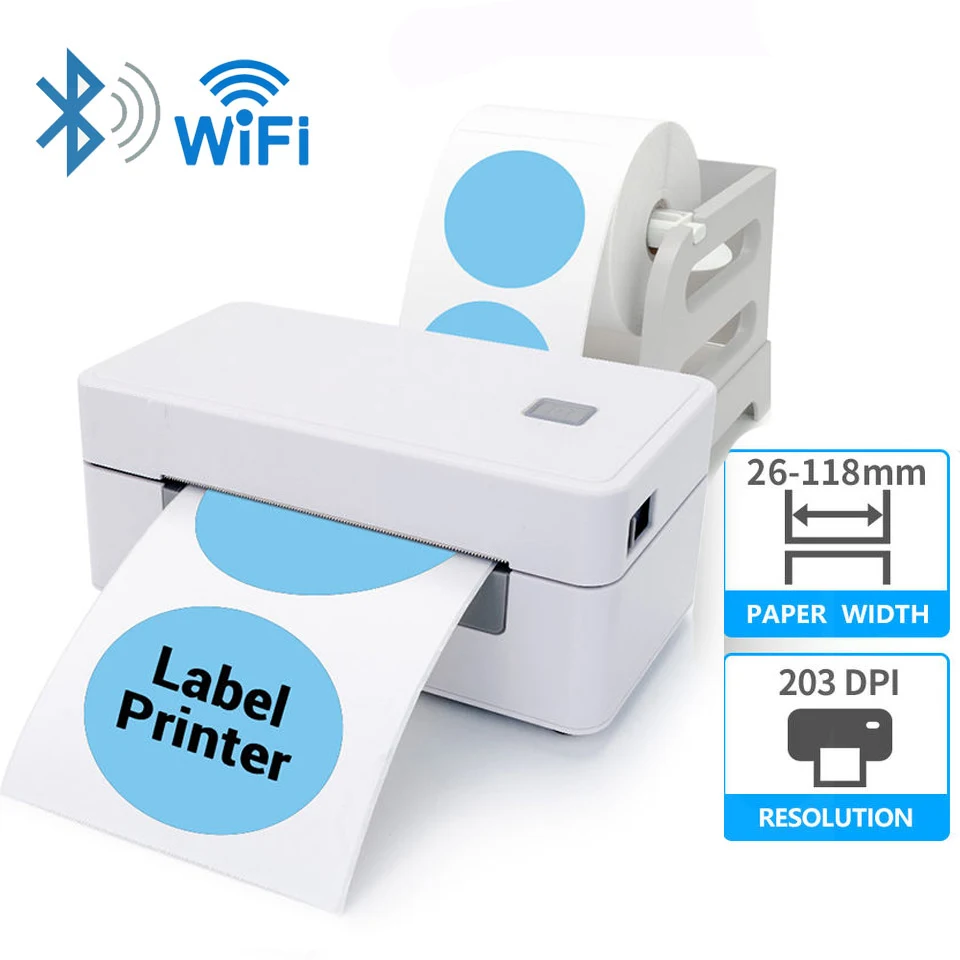 

4 inches Thermal Label Printer shipping Label Maker 4X6 Barcode Printer USB Bluetooth WIFI support 26-110mm label