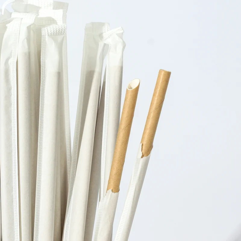 Brown 6*190MM Individually Wrapped Blowholes Milkshake Size Eco-Friendly, Long-Lasting Paper Straws