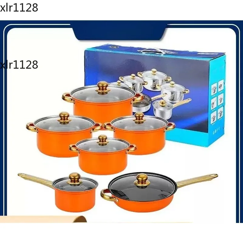 

Full Kitchen Pot Collection 12Pcs Stainless Steel Cooking Tools for Household Daily Use