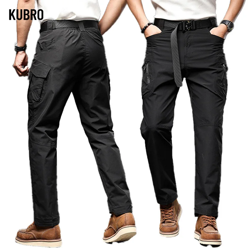 KUBRO American Outdoor Camping Tactical Trousers Autumn Fashion Mens Clothing Casual Versatile Multi Pocket Straight Cargo Pants